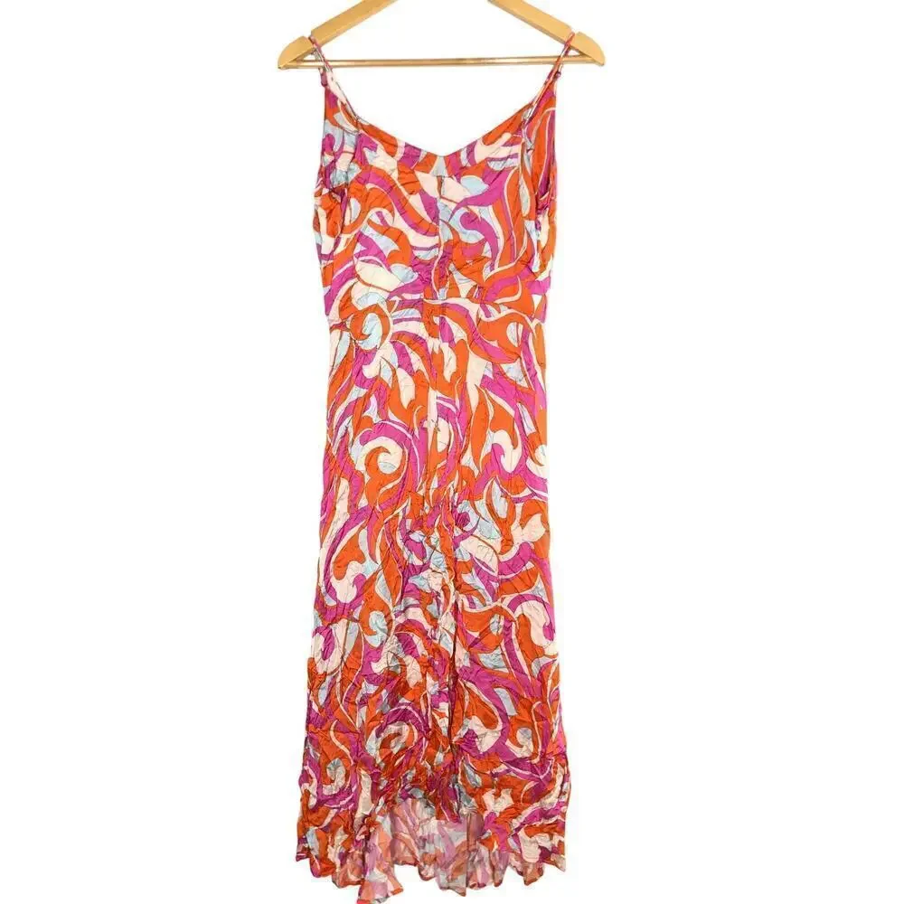 DELFI Collective Rory Dress Psychedelic Print Sleeveless Cocktail Slip Midi M